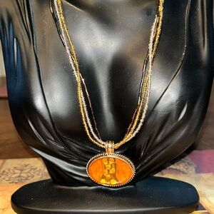 KC Vintage Orange Pendant Necklace